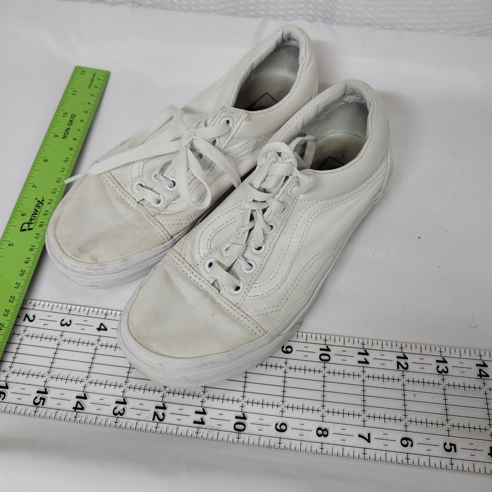 Vans Old Skool True White Canvas Skate Shoes Mens 5.5 Womens 7 Low Top Sneaker